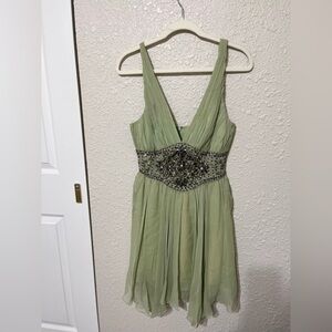 Chic Beaded Evening Dress in Light Green